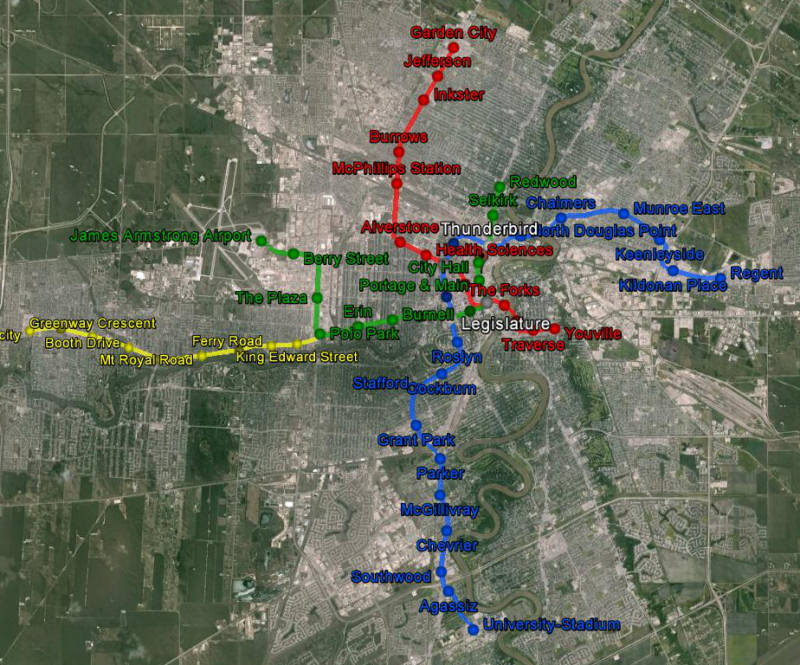 Winnipeg Rapid Rail Google Earth